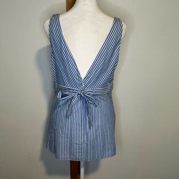 J. Crew light blue & white striped v-neck cotton sleeveless top size 10 - Picture 4 of 12